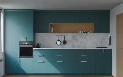 Прямая кухня Альба 3 м, фасады AGT Glamorous Pacific 3029, вид спереди