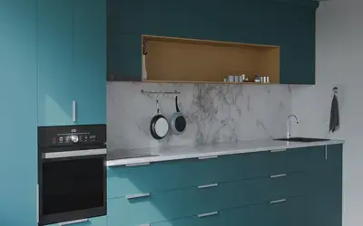 Прямая кухня Альба 3 м, фасады AGT Glamorous Pacific 3029, вид слева