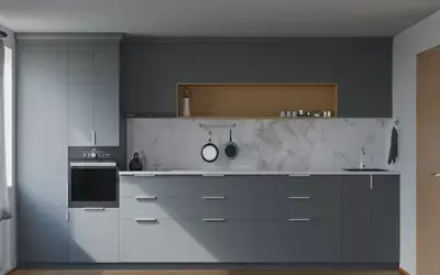 Прямая кухня Альба 3 м, фасады AGT Royal Grey 3022, вид спереди