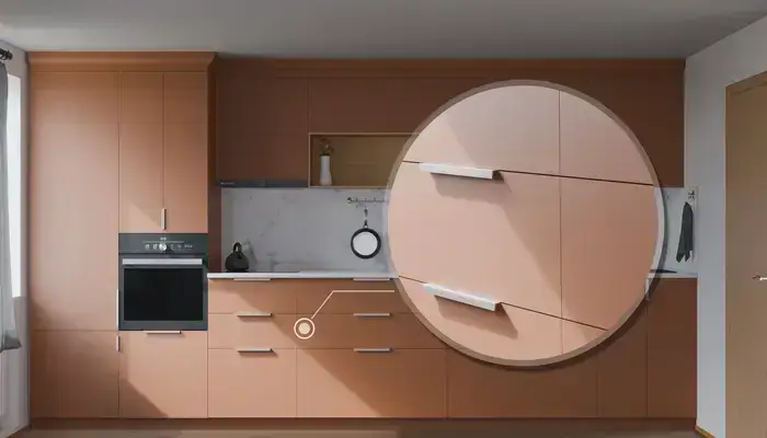 Прямая кухня Альба 3 м с фасадами AGT Tobac 3092, детали фурнитуры