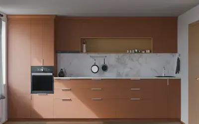 Прямая кухня Альба 3 м, фасады AGT Tobac 3092, вид спереди