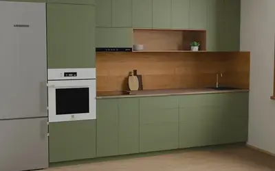 Кухня «Эрлен» 3.6 м. в цвете Оливковый зелёный / Olive Green 3097 ракурс 2