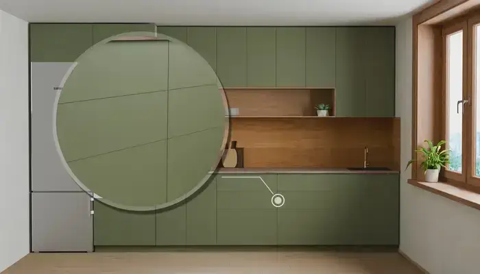 Кухня «Эрлен» 3.6 м. в цвете Оливковый зелёный / Olive Green 3097: фурнитура