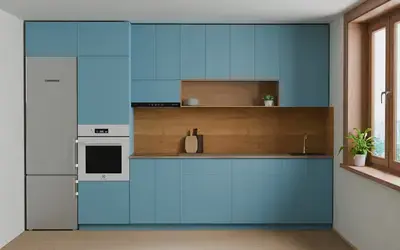 Кухня «Эрлен» 3.6 м. в цвете Океанский синий / Ocean Blue 736 ракурс 1