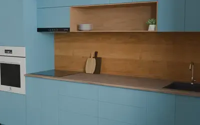 Кухня «Эрлен» 3.6 м. в цвете Океанский синий / Ocean Blue 736 ракурс 3