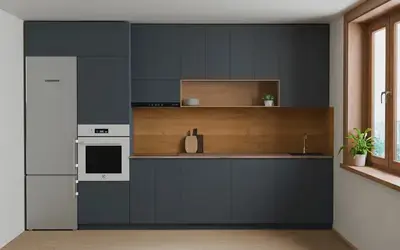 Кухня «Эрлен» 3.6 м. в цвете Тёмно-голубой / Sky Blue 3091 ракурс 1