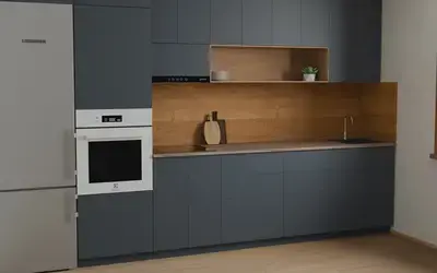 Кухня «Эрлен» 3.6 м. в цвете Тёмно-голубой / Sky Blue 3091 ракурс 2