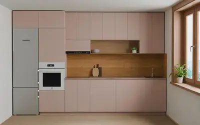 Кухня «Эрлен» 3.6 м. в цвете Розовая сакура / Sakura Pink 3114 ракурс 1