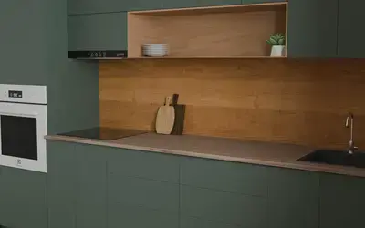 Кухня «Эрлен» 3.6 м. в цвете Лесной зелёный / Forest Green 3027 ракурс 3