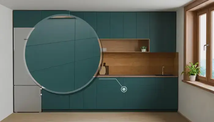 Кухня «Эрлен» 3.6 м. в цвете Тёмная морская волна / Glamorous Pacific 3029: фурнитура