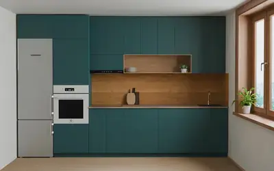 Кухня «Эрлен» 3.6 м. в цвете Тёмная морская волна / Glamorous Pacific 3029 ракурс 1