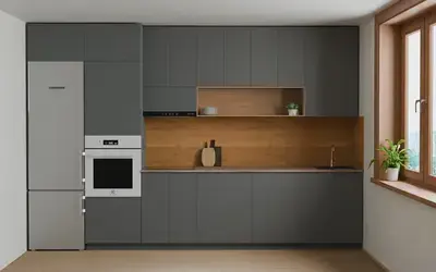 Кухня «Эрлен» 3.6 м. в цвете Графитовый серый / Royal Grey 3022 ракурс 1