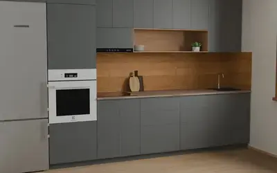 Кухня «Эрлен» 3.6 м. в цвете Графитовый серый / Royal Grey 3022 ракурс 2
