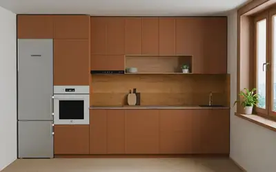 Кухня «Эрлен» 3.6 м. в цвете Карамельно-коричневый / Tobac 3092 ракурс 1