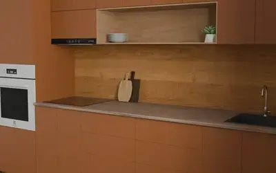 Кухня «Эрлен» 3.6 м. в цвете Карамельно-коричневый / Tobac 3092 ракурс 3