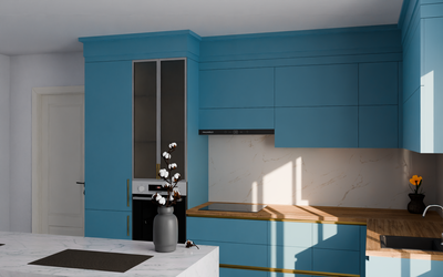 Кухня «Мирель» 4 × 2 м в цвете океанский синий / AGT Ocean Blue 736 ракурс 1