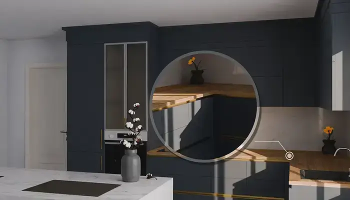 Кухня «Мирель» 4 × 2 м в цвете тёмно-голубой / Sky Blue 3091: фурнитура