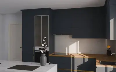 Кухня «Мирель» 4 × 2 м в цвете тёмно-голубой / Sky Blue 3091 ракурс 1