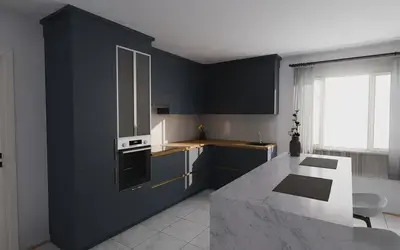 Кухня «Мирель» 4 × 2 м в цвете тёмно-голубой / Sky Blue 3091 ракурс 2