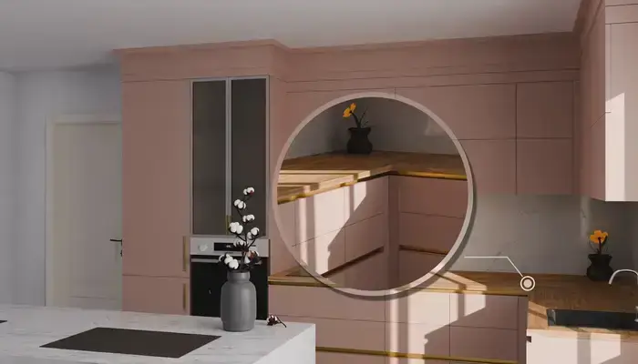 Кухня «Мирель» 4 × 2 м в цвете розовая сакура / Sakura Pink 3114: фурнитура