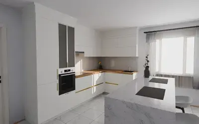 Кухня «Мирель» 4 × 2 м в цвете белый / Soft Touch White 734 ракурс 2