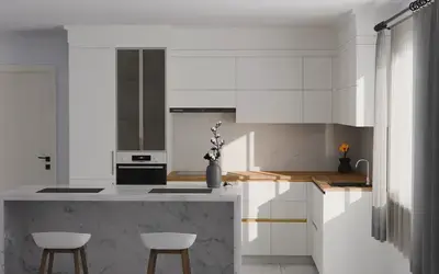 Кухня «Мирель» 4 × 2 м в цвете белый / Soft Touch White 734 ракурс 3