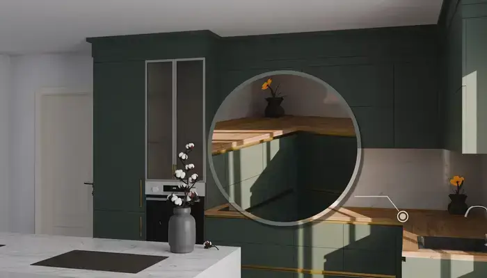 Кухня «Мирель» 4 × 2 м в цвете лесной зелёный / Forest Green 3027: фурнитура