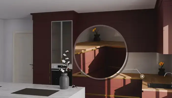 Кухня «Мирель» 4 × 2 м в цвете тёмный терракотовый / Rustic Red 3026: фурнитура