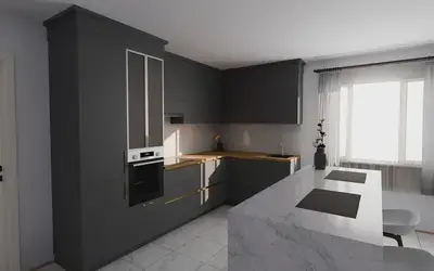 Кухня «Мирель» 4 × 2 м в цвете графитовый серый / Royal Grey 3022 ракурс 2