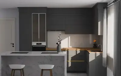 Кухня «Мирель» 4 × 2 м в цвете графитовый серый / Royal Grey 3022 ракурс 3