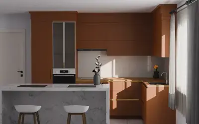 Кухня «Мирель» 4 × 2 м в цвете карамельно-коричневый / Tobac 3092 ракурс 3