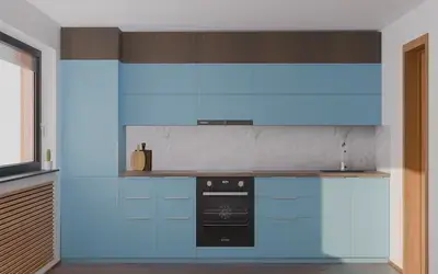 Кухня «Элион» 3.4 м. в цвете океанский синий / AGT Ocean Blue 736 ракурс 1