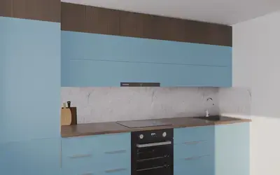 Кухня «Элион» 3.4 м. в цвете океанский синий / AGT Ocean Blue 736 ракурс 2