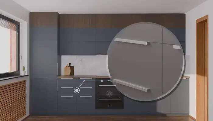 Кухня «Элион» 3.4 м. в цвете тёмно-голубой / Sky Blue 3091: фурнитура