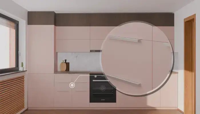 Кухня «Элион» 3.4 м. в цвете розовая сакура / Sakura Pink 3114: фурнитура