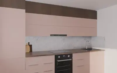 Кухня «Элион» 3.4 м. в цвете розовая сакура / Sakura Pink 3114 ракурс 2