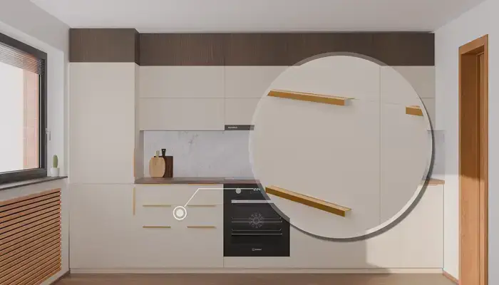 Кухня «Элион» 3.4 м. в цвете светлая дюна / Sahara Cream 3019: фурнитура