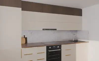 Кухня «Элион» 3.4 м. в цвете светлая дюна / Sahara Cream 3019 ракурс 2