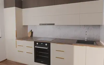 Кухня «Элион» 3.4 м. в цвете светлая дюна / Sahara Cream 3019 ракурс 3