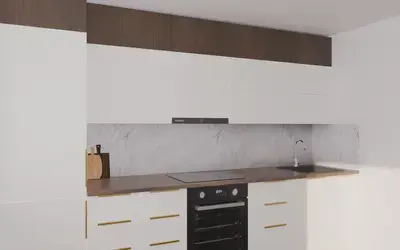 Кухня «Элион» 3.4 м. в цвете белый / Soft Touch White 734 ракурс 2