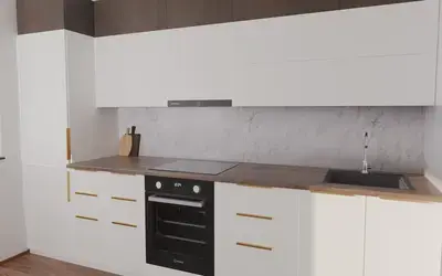 Кухня «Элион» 3.4 м. в цвете белый / Soft Touch White 734 ракурс 3