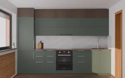 Кухня «Элион» 3.4 м. в цвете лесной зелёный / Forest Green 3027 ракурс 1