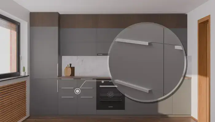 Кухня «Элион» 3.4 м. в цвете графитовый серый / Royal Grey 3022: фурнитура