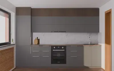 Кухня «Элион» 3.4 м. в цвете графитовый серый / Royal Grey 3022 ракурс 1