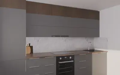 Кухня «Элион» 3.4 м. в цвете графитовый серый / Royal Grey 3022 ракурс 2