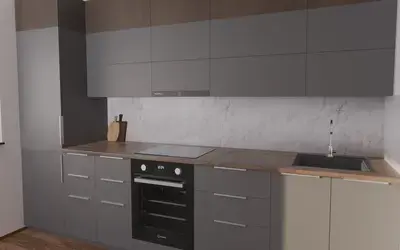 Кухня «Элион» 3.4 м. в цвете графитовый серый / Royal Grey 3022 ракурс 3