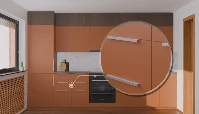 Кухня «Элион» 3.4 м. в цвете карамельно-коричневый / Tobac 3092: фурнитура