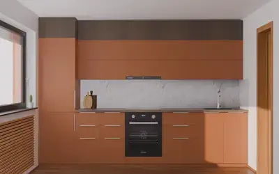 Кухня «Элион» 3.4 м. в цвете карамельно-коричневый / Tobac 3092 ракурс 1