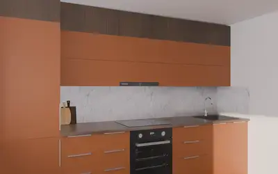 Кухня «Элион» 3.4 м. в цвете карамельно-коричневый / Tobac 3092 ракурс 2