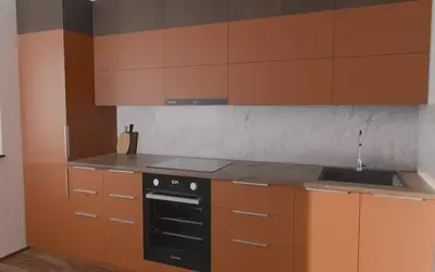 Кухня «Элион» 3.4 м. в цвете карамельно-коричневый / Tobac 3092 ракурс 3